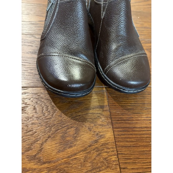 Clarks Shoes Women's 8M Brown Tumbled Leather Cora Giny Zip Up Comfort Loafer - Picture 4 of 6